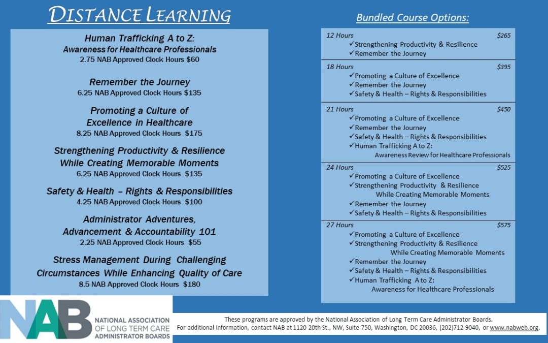 Distance Learning ~ NAB Approved Continuing Education Opportunities