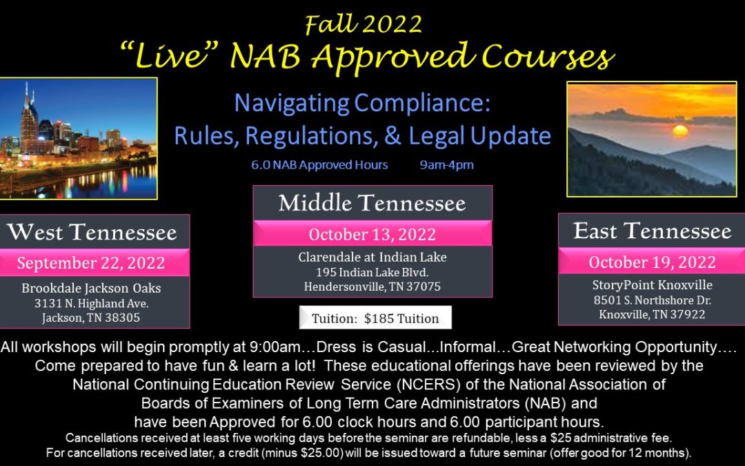 NAB Approved Healthcare Administrators’ Conference – 31st Annual Fall