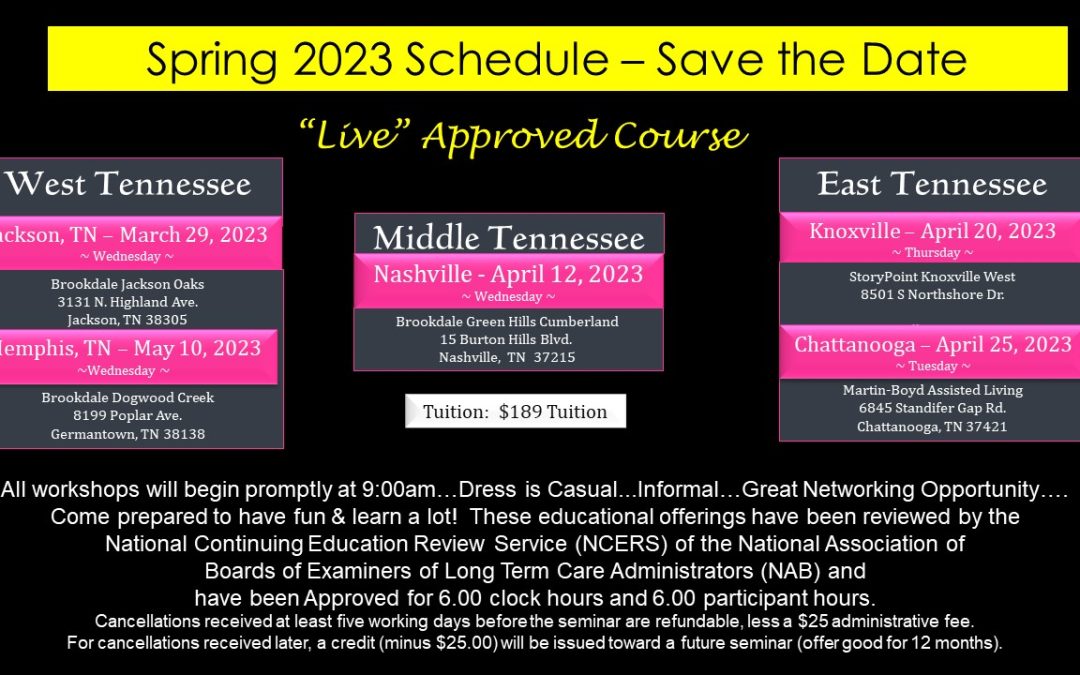 Spring 2023 Schedule of “Live” Classes