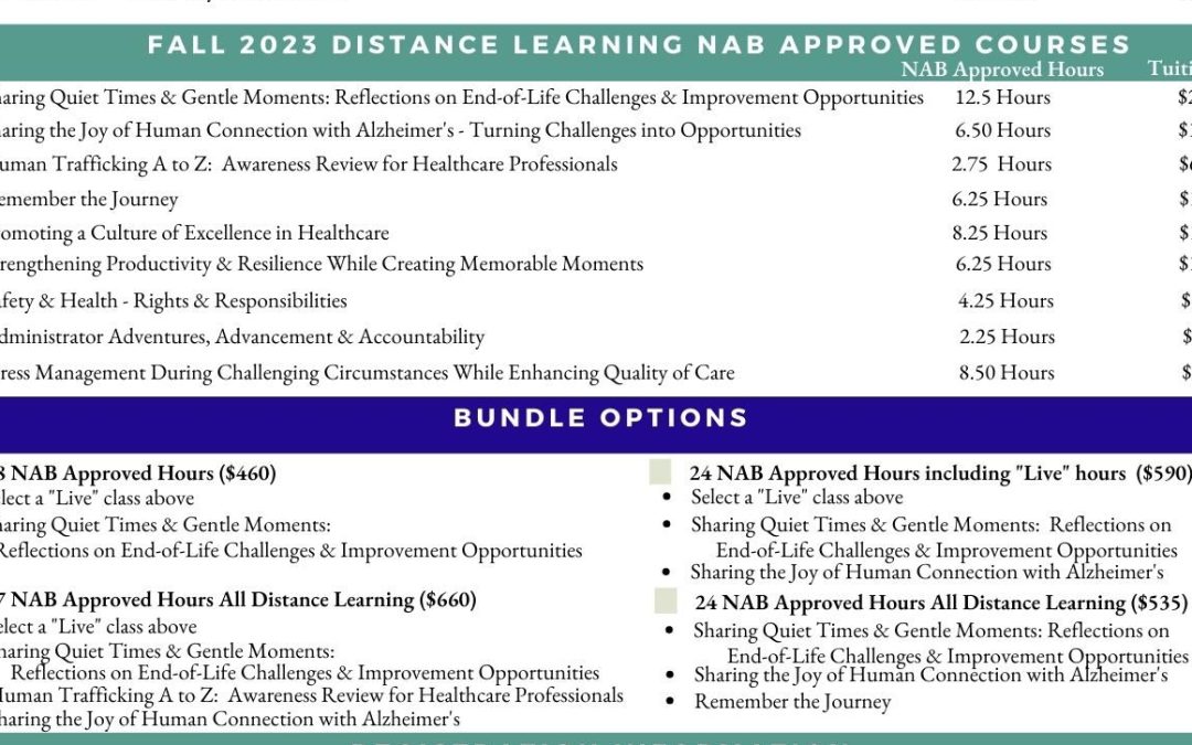 Distance Learning ~ NAB Approved Continuing Education Opportunities